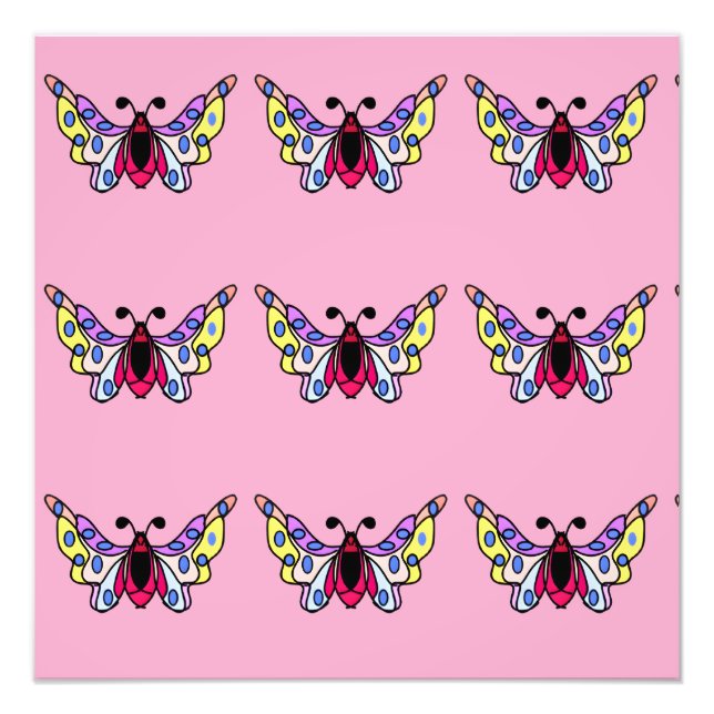 Custom Vibrant Modern Folk Butterfly Art Photo Print (Front)