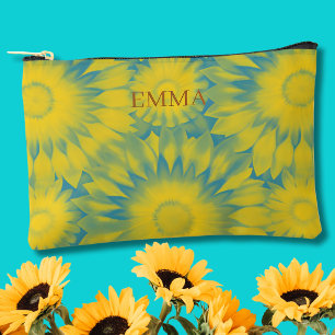 Custom Vibrant Sunflower Tie-Dye Art Accessory Pouch