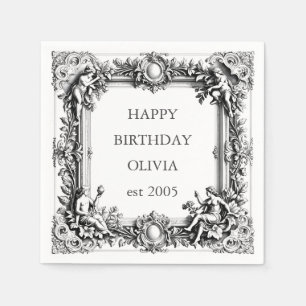 Custom Victorian Scroll Frame Napkin – Elegant