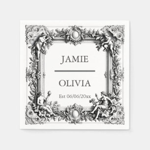 Custom Victorian Scroll Frame Napkin – wedding