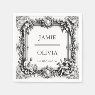 Custom Victorian Scroll Frame Napkin – wedding