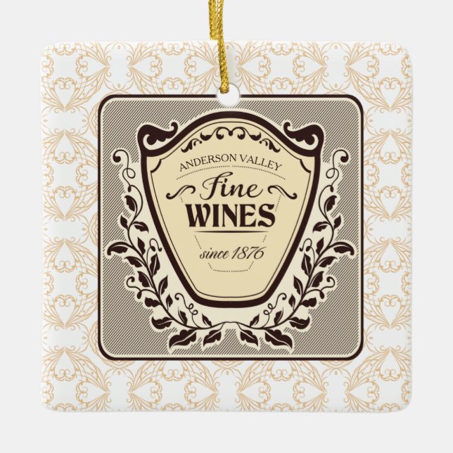 Custom vineyard fine wine Christmas ornament (Front)