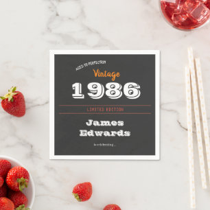 Custom Vintage 1986 40th Birthday Napkins – Retro 