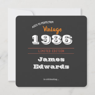 Custom Vintage 1986 40th Limited Edition Birthday Invitation