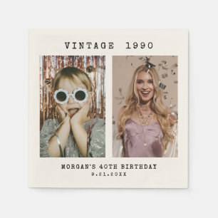 Custom Vintage 2 Photo Birthday Napkin