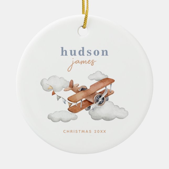 Custom Vintage Aeroplane Ornament (Front)