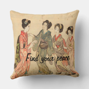 Custom Vintage Aesthetic Japan Kimono illustration Cushion