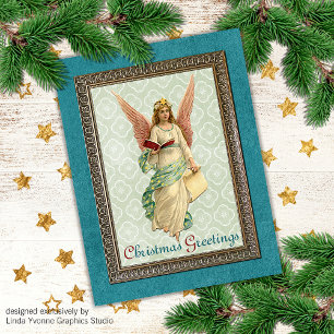 Custom Vintage Antique Holiday Seasons Greetings Postcard