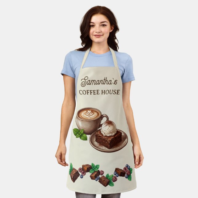 Custom Vintage Bakery Merch Brownie Art Apron (Worn)