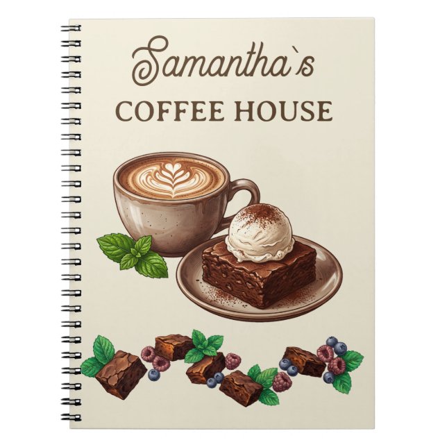 Custom Vintage Bakery Merch Brownie Art Notebook (Front)