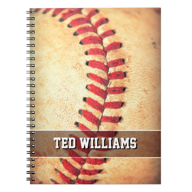 Custom vintage baseball ball spiral notebook (Front)