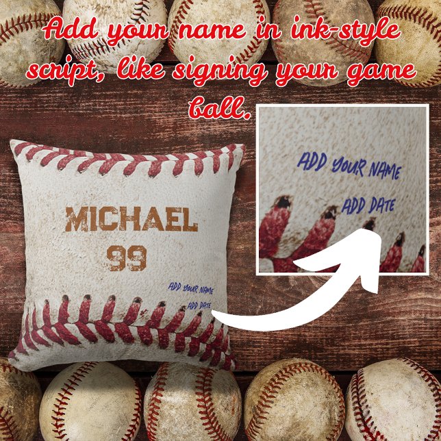 Custom Vintage Baseball Gift -Personalised  Cushion (Personalized Baseball Gift throw pillow, Custom baseball gift with name  gift for baseball lover)