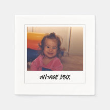 Custom Vintage Birthday Party Baby Photo Napkins