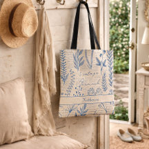 Custom Vintage Blue Wildflower French Toile Patter