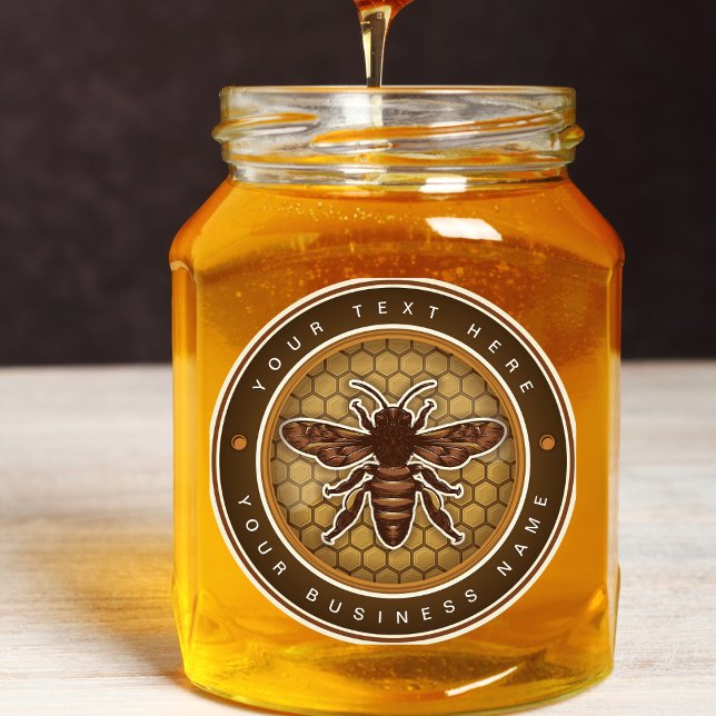 Custom vintage brown Honey Jar Bee Label (Creator Uploaded)