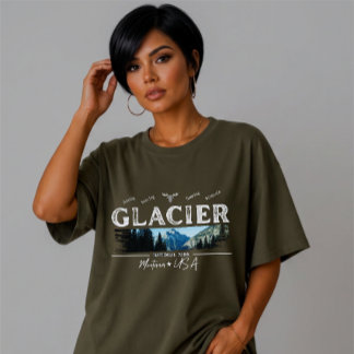 Custom Vintage Brushstroke Glacier National Park T-Shirt