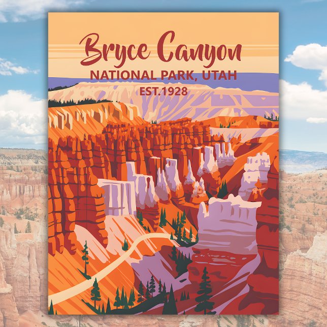 Custom Vintage Bryce Canyon National Park Sunset Postcard (Custom Vintage Bryce Canyon National Park Sunset Postcard)