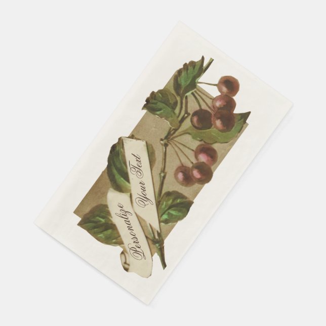 Custom Vintage Cherries Retro Fruit Old School Napkin (Corner)