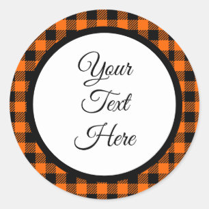 Custom Vintage Christmas Farmhouse Buffalo Check Classic Round Sticker
