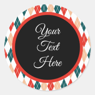 Custom Vintage Christmas Farmhouse Buffalo Check Classic Round Sticker