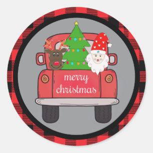 Custom Vintage Christmas Farmhouse Red Truck Classic Round Sticker