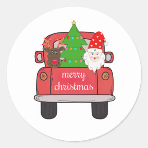 Custom Vintage Christmas Farmhouse Red Truck Classic Round Sticker