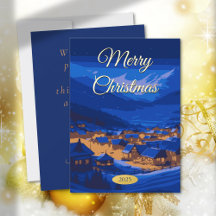 Custom Vintage Christmas Winter Village Gold