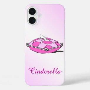 Custom Vintage Cinderella Slipper on Pink iPhone 16 Plus Case