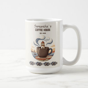 Custom Vintage Coastal Cafe Merch Coffee Mug