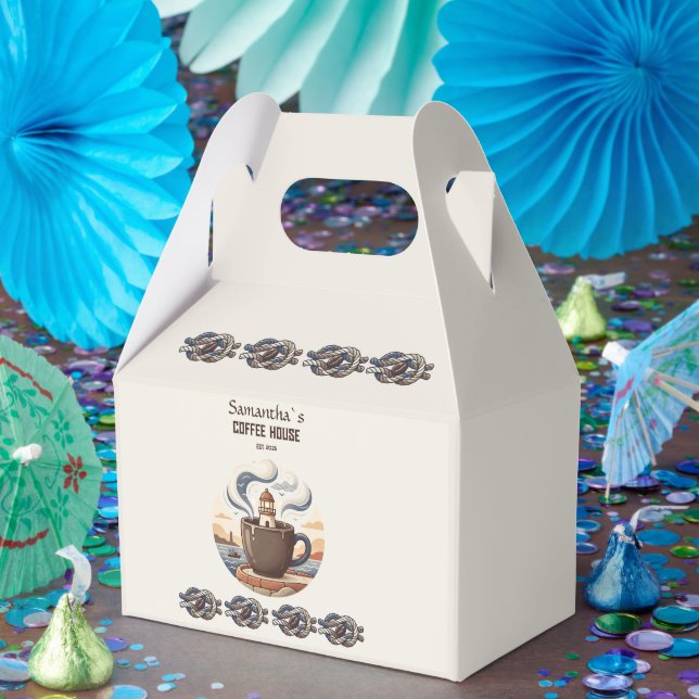 Custom Vintage Coastal Cafe Merch Favour Box (Party)