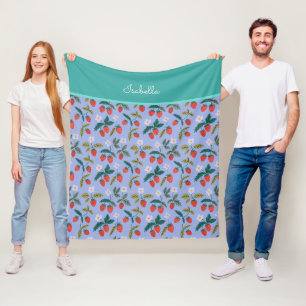 Custom Vintage Cottagecore Strawberry Fleece Blanket