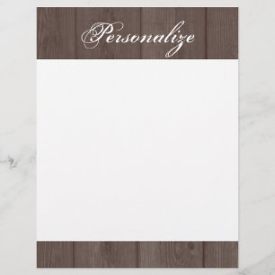 Custom vintage country chic wood grain letterhead