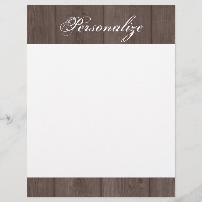 Custom vintage country chic wood grain letterhead (Front)