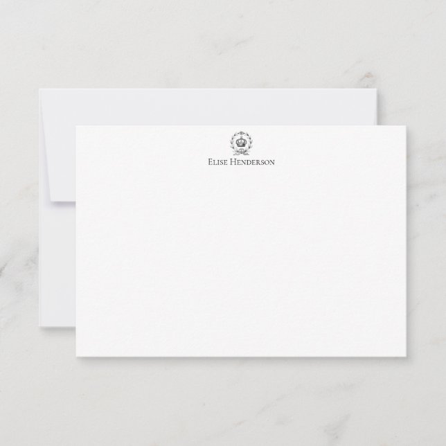 Custom Vintage Crown Wreath Note Card (Front)