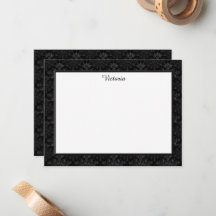 Custom Vintage Damask Pattern Gray Black 4.25x5.5