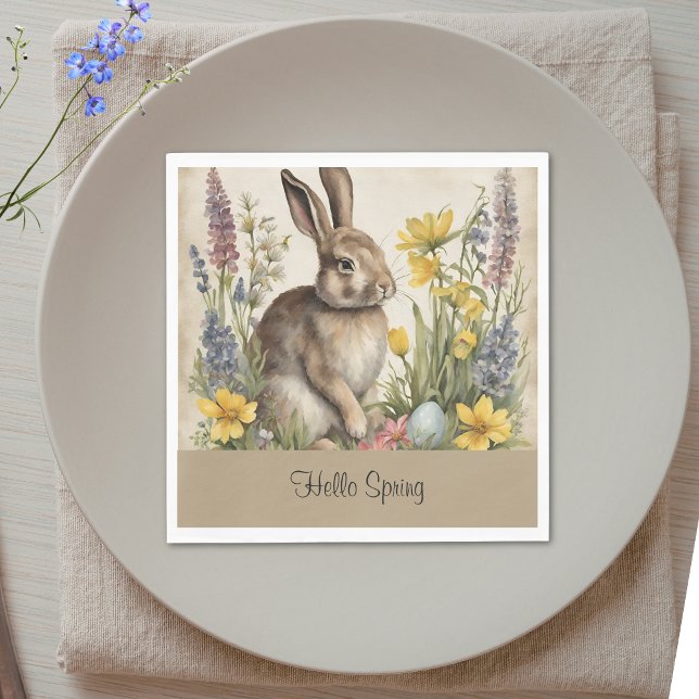 Custom Vintage Easter Bunny Egg Floral Napkin (Creator Uploaded)