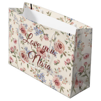 Custom vintage elegant pink rose floral decoupage large gift bag