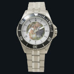 Custom vintage family photo with text watch<br><div class="desc">A great gift for your partner,  husband or wife. Make a good with a personalised photo watch,  add Your favourite photo from a summer vacation,  travel,  kids,  your wedding or any other great moment in your relation. Black roman numbers and editable date.</div>