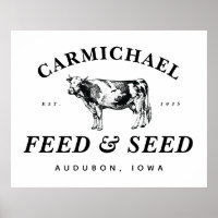 Custom Vintage Farmhouse Style Feed & Seed Poster