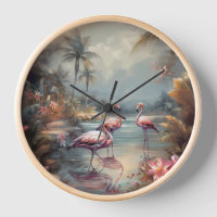 Custom Vintage Flamingo Tropical Lagoon Art