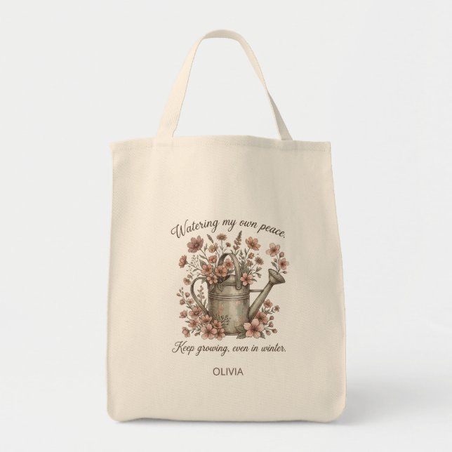 Custom Vintage Floral Botanical Tote Bag (Front)