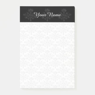 Custom Vintage Floral Damask in Dark Grays Post-it Notes