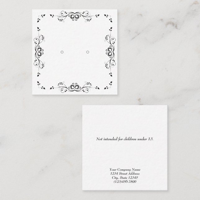 Custom Vintage Floral Frame Earring Display Cards (Front/Back)