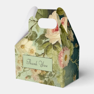 Custom Vintage Floral Rose Greenery  Favour Box