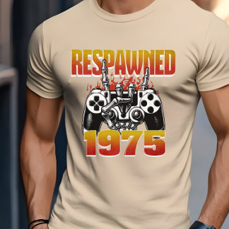 Custom Vintage Gamer Respawned 1975 50th birthday T-Shirt
