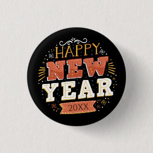 Custom Vintage Happy New Year Eve Design Unique 3 Cm Round Badge