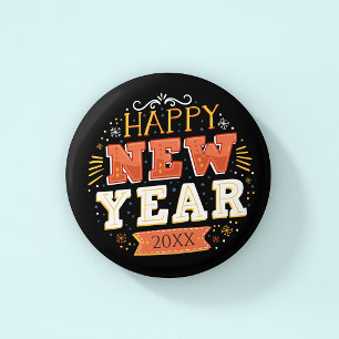 Custom Vintage Happy New Year Eve Design Unique 3 Cm Round Badge
