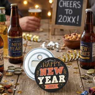 Custom Vintage Happy New Year Eve Design Unique Bottle Opener