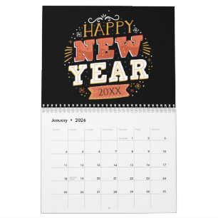 Custom Vintage Happy New Year Eve Design Unique Calendar