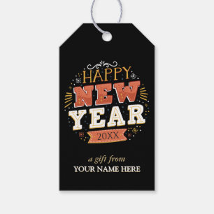 Custom Vintage Happy New Year Eve Design Unique Gift Tags